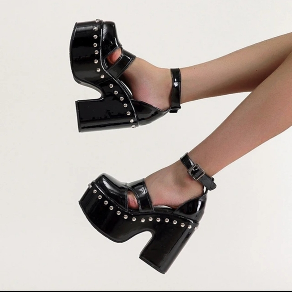 Y2K Goth Platform Chunky High Heel Shoe Sandals - Picture 3 of 10